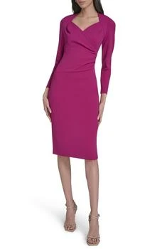 Stretch Crepe Midi Sheath Dress