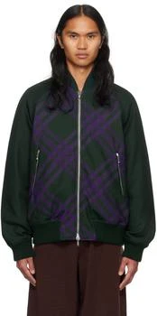 Green Check Reversible Bomber Jacket