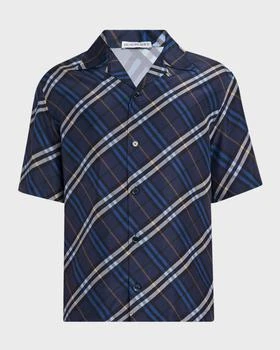 Burberry | Men
s Diagonal Check Short-Sleeve Shirt