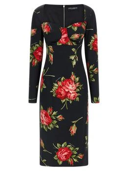Dolce & Gabbana | Dolce & Gabbana Rose Bouquet-Printed Sheath Dress