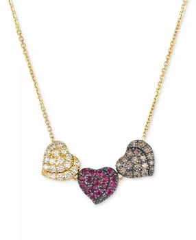 Le Vian | Godiva x Passion Ruby (1/3 ct. t.w.) 
Diamond (5/8 ct. t.w.) Pavé Heart Statement Necklace in 14k Yellow Gold, 17" + 2" extender