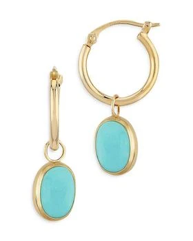 Bloomingdale's | Turquoise Dangle Hoop Earrings in 14K Yellow Gold