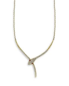 Bloomingdale's | Diamond & Ruby Snake Statement Necklace in 14K White Gold, 16-18"