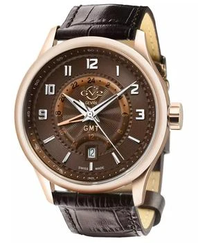 Gevril | Men's Giromondo Swiss Quartz Brown Leather Strap Watch 42mm