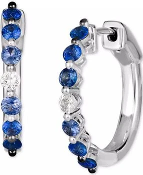 Le Vian | Ombré® Denim Ombré (3/4 ct. t.w.) 
White Sapphire (1/8 ct. t.w.) Small Hoop Earrings in 14k White Gold, 0.7"
