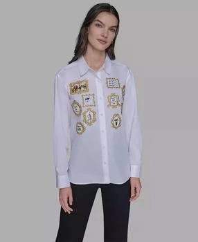 Women
s Portrait Button Down Top