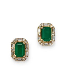 Bloomingdale's | Emerald & Diamond Halo Stud Earrings in 14K Yellow Gold