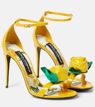 Dolce & Gabbana | Keira floral-appliqué patent leather sandals