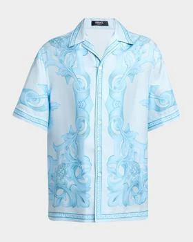 Versace | Men
s Silk Barocco Short-Sleeve Shirt