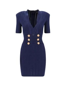 Balmain | Balmain Logo Button Embellished Knitted Dress