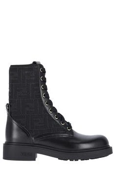 Fendi | Fendi Filo FF Jacqaurd Lace-Up Biker Boots