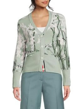 Thom Browne | ​Floral Intarsia Cashmere Cardigan