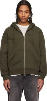 Givenchy | Khaki Zipped Fleece Hoodie