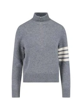 Thom Browne | Thom Browne Half-Zip Neck Knitted Pullover