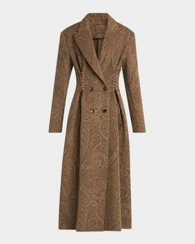 ETRO | Paisley Wool Laced Long Trench Coat