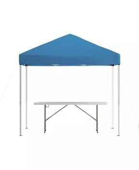 EMMA+OLIVER Outdoor Event/Tailgate Tent Set With Pop Up Event Canopy And Wheeled Case And Bi-Fold Table With Carrying Handle