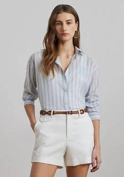 Petite Oversize Striped Cotton Voile Shirt