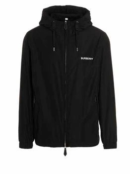 Burberry | Burberry Logo Printed Hooded Drawstring Jacket