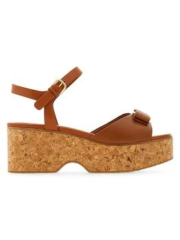 Salvatore Ferragamo | Selna 70MM Leather Wedge Sandals