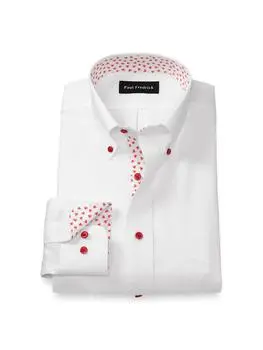 Comfort Stretch Non-iron Solid Dress Shirt With Contrast Trim