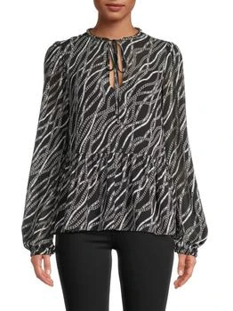 Chain Print Keyhole Top
