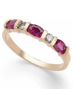 Macy's | 14k Rose Gold Ring, Ruby (1 ct. t.w.) and Diamond (1/8 ct. t.w.) Ring