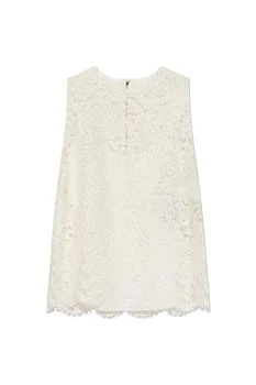 Dolce & Gabbana | Dolce & Gabbana Branded Floral Cordonetto Lace Top