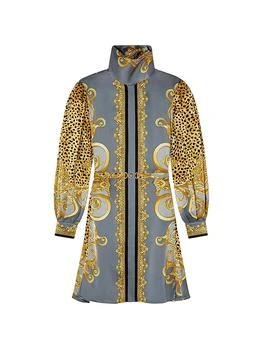 Versace | Cheetah Silk Scarf Belted Minidress