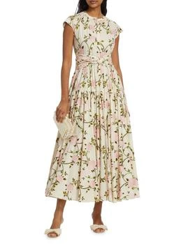 Rose-Print Cotton Midi-Dress