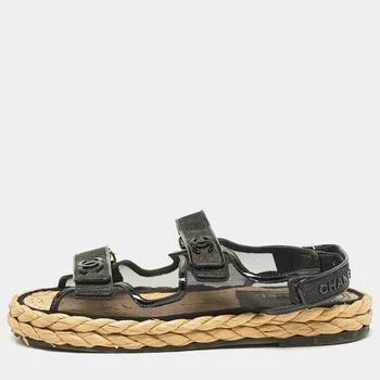 Chanel | Chanel Black Mesh and Patent Leather Espadrille Dad Sandals Size 42