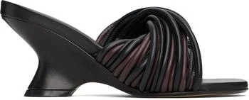 Dries Van Noten | Brown 
Black Open-Toe Leather Mule Heeled Sandals