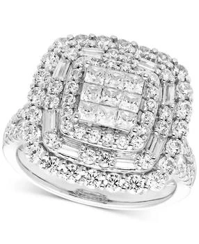 Macy's | Diamond Square Shaped Halo Cluster Engagement Ring (2 ct. t.w.) in 14k White Gold