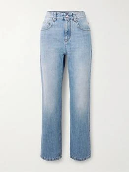 Brunello Cucinelli | Bead-embellished Cropped Straight-leg Jeans - Light denim - IT46