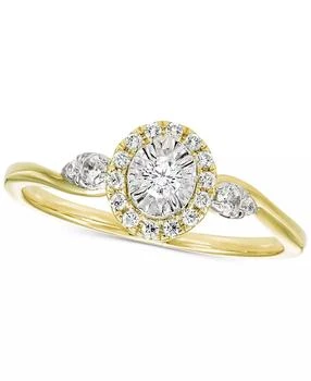 Macy
s | Diamond Halo Swirl Engagement Ring (1/4 ct. t.w.) in 14k Two-Tone Gold