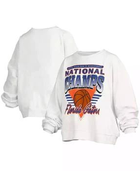 Women
s White Florida Gators 2025 NCAA Men
s Basketball National Champions Trilogy Basketball Janice Oversized Fleece Pullover Sweatshirt