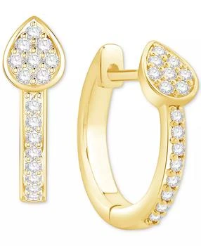 Macy's | Diamond Teardrop Cluster Small Hoop Earrings (1/5 ct. t.w.) in 10k Gold