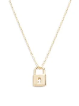 Saks Fifth Avenue | 14K Yellow Gold Padlock Pendant Chain Necklace