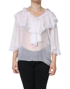 Dolce & Gabbana | Ruffles Lace Long Sleeve Blouse Women's Top