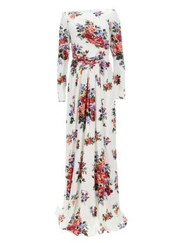 Dolce & Gabbana | Dolce & Gabbana Flower Bouquet-Printed Charmeuse Dress
