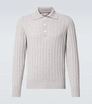 Brunello Cucinelli | Ribbed-knit cashmere polo sweater