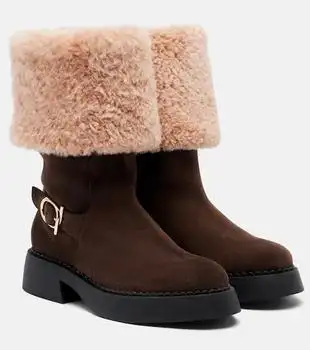 Salvatore Ferragamo | Zaki shearling-lined suede knee-high boots