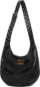 Valentino | Black Boho Nappa Leather Chevron Pattern Bag