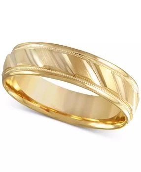 Macy's | Men's Brushed & Milgrain Band in 14k Gold