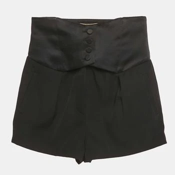 Yves Saint Laurent | Saint Laurent Black Wool and Satin High Rise Shorts XS