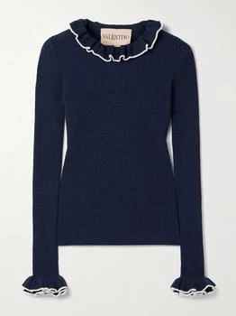 Valentino | Ruffled Ribbed Wool Sweater