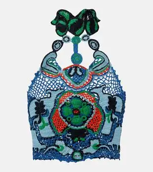 ETRO | Floral crochet cotton crop top