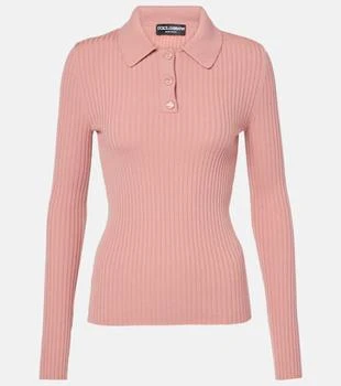 Dolce
Gabbana | Ribbed-knit wool-blend polo sweater