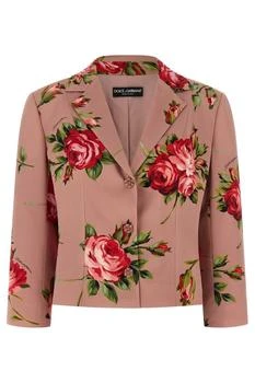 Dolce & Gabbana | Dolce & Gabbana Rose Bouquet-Print Charmeuse Single-Breasted Jacket