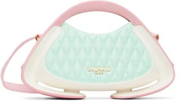 Balmain | Pink 
White Two-Tone Quilted Small Jolie Madame Bag