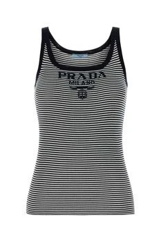 Prada | Prada Logo Detailed Striped Tank Top